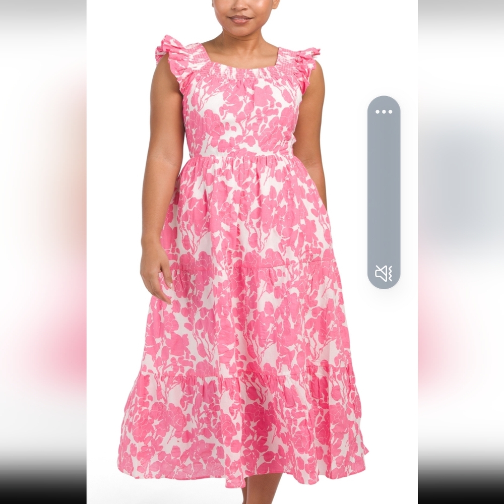 English Factory Floral Tie Back Tiered Cotton Dress, NwoT